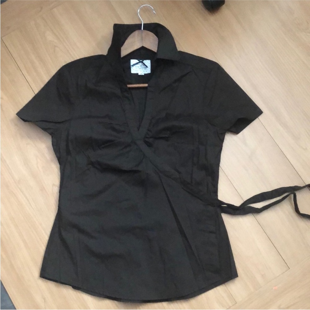 Elegant Black Wrap Blouse - Picture 6 of 8